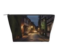 AMREWQYL Nighttime The Cobbles at Street, borsa per il trucco con stampa giornaliera, nero, Taglia unica