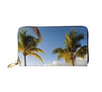 AMREWQYL Palm Trees Beach in pelle stampata lunga pochette portafoglio donna viaggio portafoglio portafoglio carta di credito, nero, Taglia unica