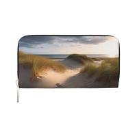 AMREWQYL Portafoglio da donna in pelle stampata con dune da spiaggia Portafoglio da viaggio Portafoglio per carte di credito, nero, Taglia unica