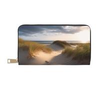 AMREWQYL Portafoglio da viaggio da donna in pelle stampata con dune sulla spiaggia, bianco, Taglia unica