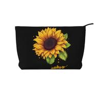 AMREWQYL Trousse da viaggio in velluto a coste con stampa di girasole con scritta "Blessed to Be Called", pochette da viaggio, nero, Taglia unica