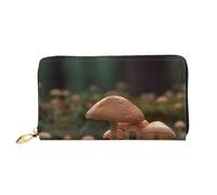 AMREWQYL Wild Mushroom - Portafoglio lungo da donna, in pelle stampata, per carte di credito, nero, Taglia unica