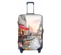 Amrole Copertura per bagagli, protezione per bagagli, adatta per bagagli da 45,7 a 76,7 cm, colore giallo, Pittura A Olio Parigi Scena Strada Torre Eiffel, L