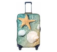 Amrole Copertura per valigia, protezione per bagagli, adatta per bagagli da 45,7 a 76,7 cm, motivo: gatto e farfalla, Spiaggia Stelle Marine Scallop, L