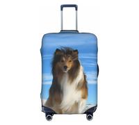 Amrole Copertura per valigia, protezione per bagagli, adatta per bagagli da 45,7 a 76,7 cm, motivo "Giorno dei morti", con rose e tes, Cane Shetland carino, XL