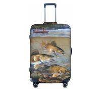 Amrole Copertura per valigia, protezione per bagagli, adatta per bagagli da 45,7 a 76,7 cm, motivo: orso Grizzly, Pescatori del lago di pesca, L