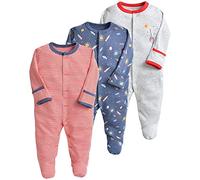 amropi Bambino Pagliaccetti 3 Pezzi in Cotone Neonato Ragazzi Ragazze Pigiami Manica Lunga Tutine 3-6 Mesi, Marina Rosso Banda