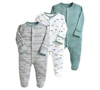 amropi Bambino Pagliaccetti 3 Pezzi Pigiama in Cotone Neonato Ragazzi Ragazze Manica Lunga Tutine 9-12 Mesi, Verde Bianco Grigio