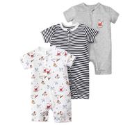 amropi Bimba 3 Pezzi Pagliaccetto Cerniera Righe Manica Corta Cotone Jumpsuit Tutine 6-9 Mesi, Stile10