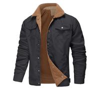 amropi Cargo Giacca Uomo Foderato in Pile Giubbotto Camionista Invernali Caldo Casual Cappotti Grigio Scuro, S