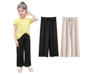 amropi Pantaloni Bambine e Ragazze Gamba Larga 2 Pezzi Elastica in Vita Palazzo Casual Pantalone per 1-10 Anni