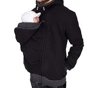 amropi Uomo Felpe del Portare Neonato Bambino Felpa con Cappuccio Canguro Porta Bebè Hoodie Autunno e Inverno Nero,XL