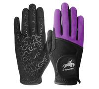 AMRTA Guanti da equitazione da donna in coppia, guanti da equitazione da donna, impugnatura comoda, traspiranti, leggeri, colore nero, viola, rosa (viola, L)