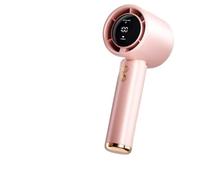 AMRTTWY Ventilatore tenuto in mano portatile, Mini ventilatore portatile con display a LED e torcia, 3 velocità, batteria ricaricabile tramite USB(Pink)