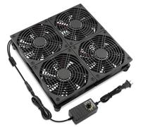 AmRunJe Ventola di raffreddamento per computer, 120 mm x 4 con presa CA 110 V a 240 V, controllo velocità per router, TV, DVR, Xbox, ricevitore, armadio, modem PlayStation