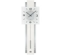 AMS - Orologio da parete a pendolo, 7302, silenzioso, moderno, in legno e metallo, con quadrante di vetro, per soggiorni, con un pendolo sottile