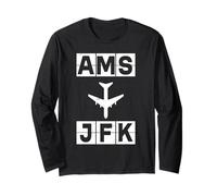 Ams per JFK Route Amsterdam New York Maglia a Manica