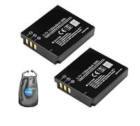 Amsahr CGAS005: 2 ct batteria di ricambio per fotocamera digitale e videocamera per Panasonic Cga S005, S005E con accessori Lens Pouch (grigio)