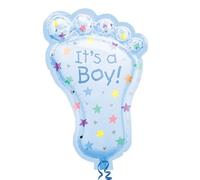 Amscan 07688 01 - Palloncino in foil Super Shape piede It's a Boy!, dimensione 82 cm, volume 40 litri, palloncino ad elio