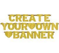 Amscan 120241 - Ghirlanda per feste, con glitter, colore oro, carta, personalizzabile, 11,4 cm