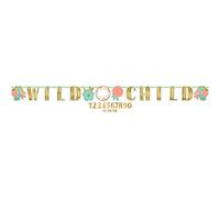 Amscan 122106 - Striscione per lettere Boho Wild Child Add-an-Age 1 pezzo, multicolore, 26,67 x 25,4 x 0,76 cm