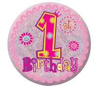 amscan-1st Birthday Spilla olografica per Il 1° Compleanno, Accessorio per Feste, 5,5 cm, 1 Pezzo, 5.5cm, 9900820