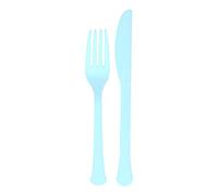 amscan-24 Pacchetto Posate Miste ecologiche Lavabili in lavastoviglie Trasparenti Blu Cielo, 9915411-218