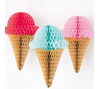 amscan- 3 Pack Decorazioni a Nido d'Ape da Appendere a Forma di Gelato per Feste EST, 9917361