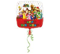 Amscan 3200901 - Palloncino in foil standard Mario Bros Happy Birthday, diametro circa 43 cm, palloncino ad elio, compleanno, decorazione