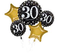 Amscan 3214301 - Palloncini in foil Bouquet Sparkling Birthday 30, 5 pezzi, palloncino ad elio