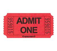 Amscan 341314 fun-filled Admit One Red ticket roll, 2,5 x 5,1 cm