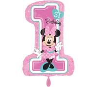 Amscan 3435201 - Palloncino in foil Super Shape Minnie 1° compleanno, dimensione 48 x 71 cm, topolino, palloncino ad elio, compleanno, decorazione