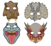 amscan 362826 Jurassic World Into the Wild Paper Masks-22 cm x 25 cm | Multicolor | 8 Pz