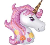 Amscan 3727301 - Palloncino in foil Super Shape Magical Unicorn, dimensione 83 x 73 cm, unicorno, palloncino ad elio, compleanno, decorazione