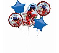 Amscan 3796501 - Bouquet di palloncini in foil Miraculous, 5 pezzi, Coccinella, souvenir, regalo