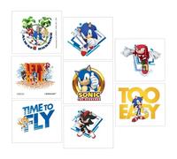 Amscan 3903076 Sonic Tattoos-5cm x 4cm | Multicolore | 8 Pz. Tatuaggi