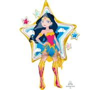 Amscan 3909501 3909501-Wonder Woman SuperShape Palloncino in stagnola, multicolore