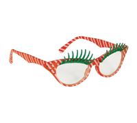 amscan 397685-55 - Occhiali con bastoncino di zucchero, unisex, con strisce e ciglia, Babbo Natale, Elfo, Santa Sera, festa a tema, Carnevale