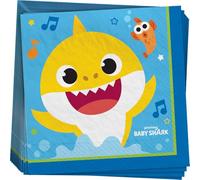 amscan- Baby Shark Luncheon Paper Napkins-16 PCS Tovaglioli di Carta, Motivo: squalo, 16 Pezzi, 512527