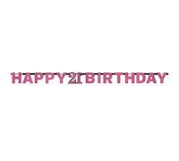 amscan-60 Striscione con lettere rosa glitterate per compleanno, 2,13 m, 1 ct, 9901185, 60, 10022832