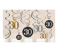 Amscan - 670478 Oro Celebration 30th, decorazione a spirale valore Pack