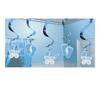 Amscan 679659 5 Decorazioni Pendenti a Spirale per Neonato, Azzurro