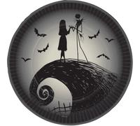 amscan 8 Piatti di Carta Nightmare Before Christmas 23 cm - Nero