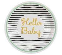 amscan 8 Piatti Hello Baby Round Paper 23 cm, Multicolore, Taglia Unica