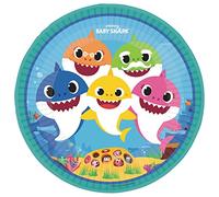 amscan 8 piatti in carta rotonda Baby Shark, 23 cm, colore: bianco