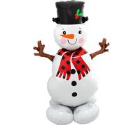 Amscan 8311811 - Pupazzo di neve in foil, dimensione circa 130 cm, palloncino AirLoonz in più parti, pupazzo di neve con sciarpa e cappello, riempibile con elio o aria, decorazione, regalo, Natale, inverno