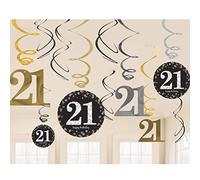 Amscan, 9900566 - Decorazioni a spirale, per 21° compleanno, colore: oro