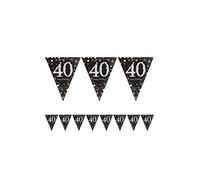 Amscan 9900568, 1,8 m, oro, festa per 40esimo Prismatic-Festone con scritta "Happy Birthday"