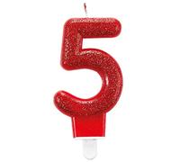 Amscan, 9900766, candelina di compleanno con glitter, 7,6 cm, numero 5