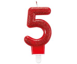 Amscan, 9900766, candelina di compleanno con glitter, 7,6 cm, numero 5